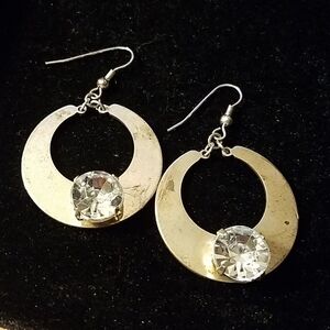 1980s Vintage Thick Gold Tone  Earrings 2"